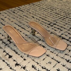 a new day Tan and Clear Heeled heels size 9.5